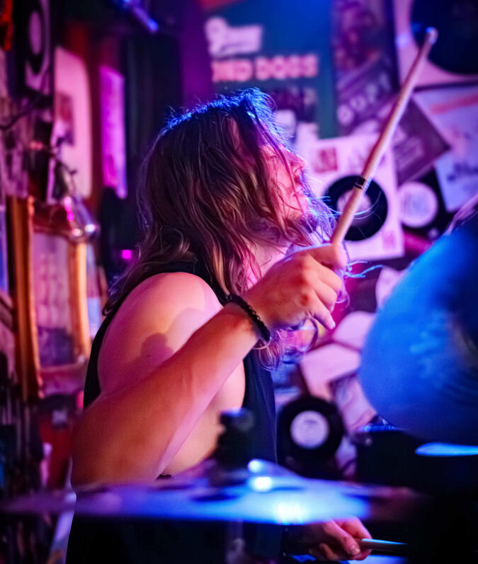 Jacobi creating the groove Cobi drumming